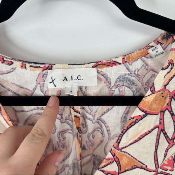 ALC Linen Cottage Milkmaid Long Bell Sleeve Flare Mini Dress - Picture 2 of 5